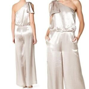 NWT RACHEL ROY Satin Silver Jumpsuit 10 Womens Formal Special Occasion